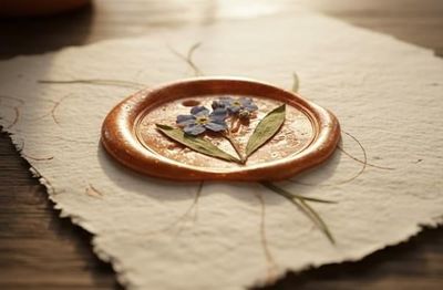 Gold flakes and botanical wax seals